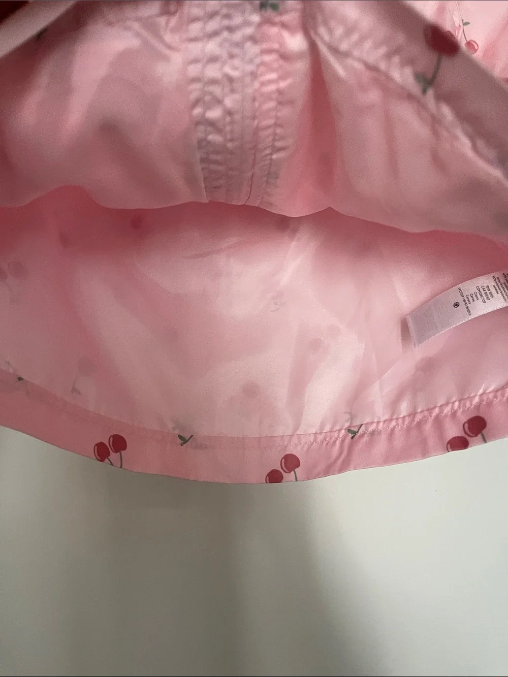 Pink Cherry-Print Hooded Girls' wind breaker jacket/ rain jacket